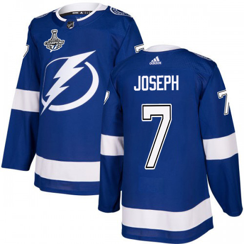 Adidas Tampa Bay Lightning Men #7 Mathieu Joseph Blue Home Authentic 2020 Stanley Cup Champions Stitched NHL Jersey->tampa bay lightning->NHL Jersey